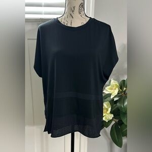 Black Short Sleeve Top with Mesh Detail